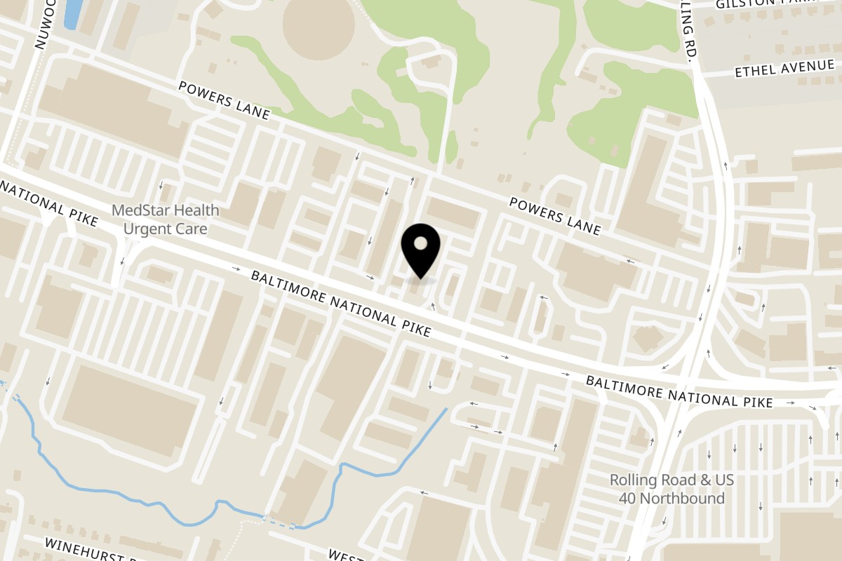 Map showing the location of Saigon Blvd Bánh Mì on 6400 Baltimore National Pike #120A in Catonsville